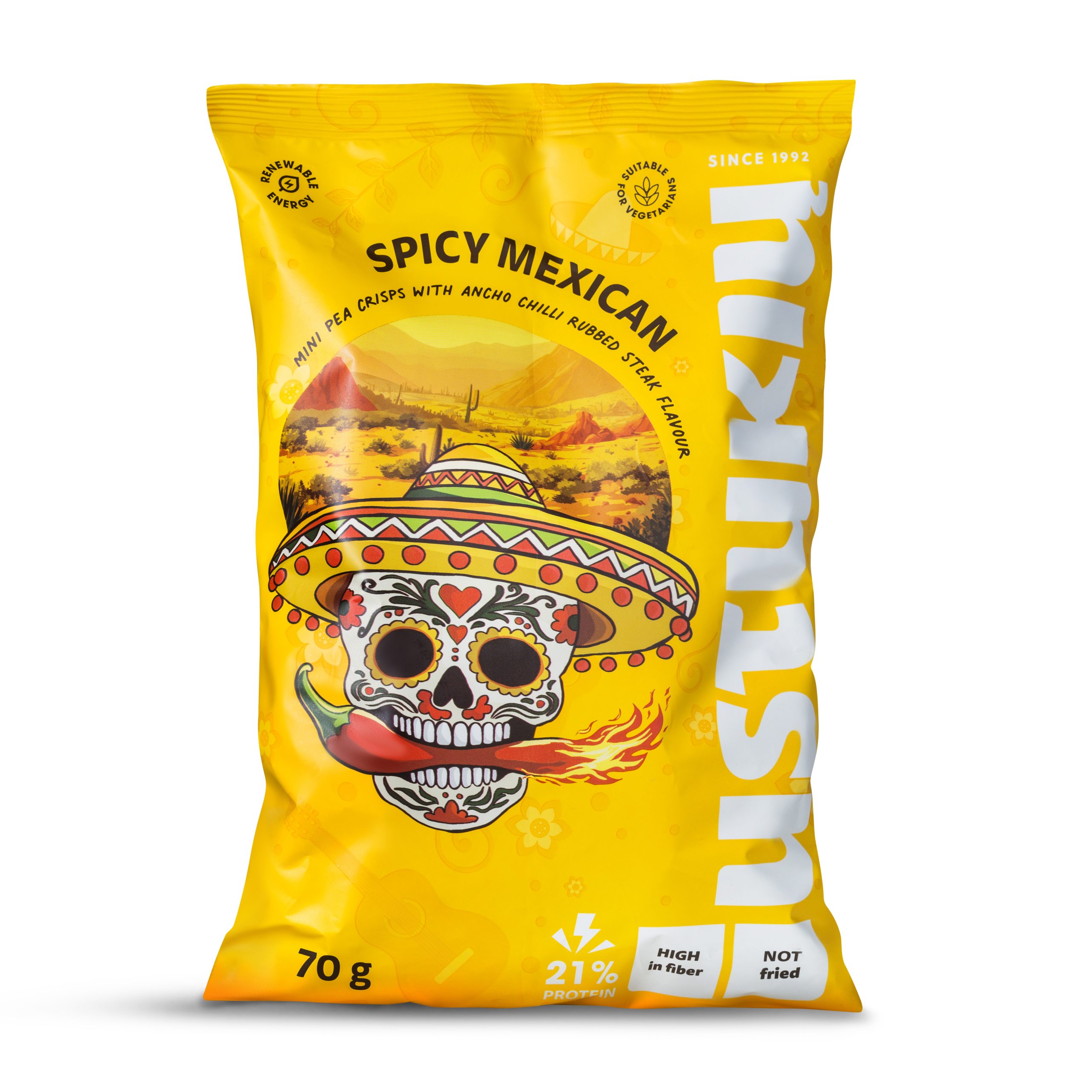 Mini žirnių trapučiai ancho čili ir kepsnio skonio 70g (28 vnt.)