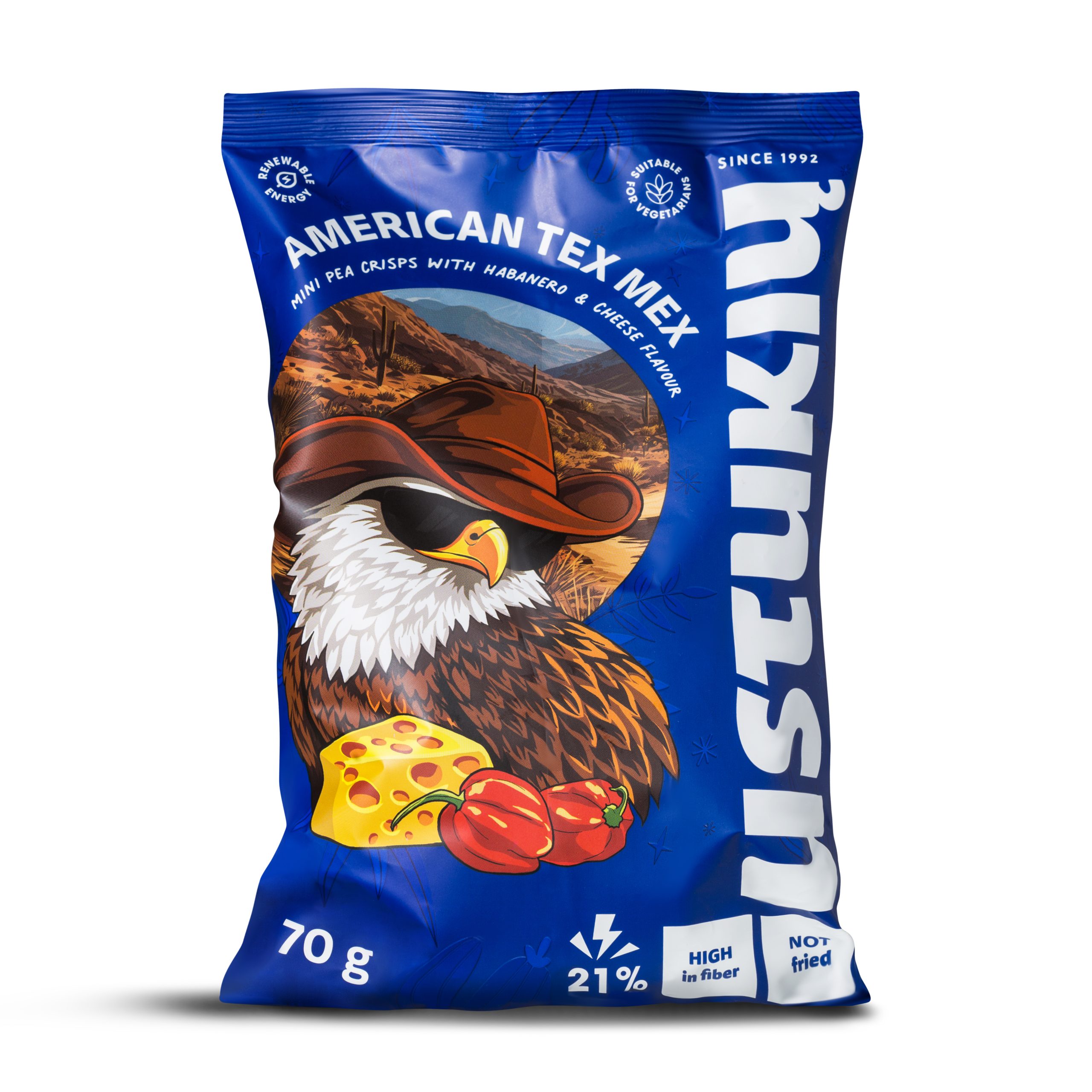 Mini žirnių trapučiai habanero aitriojo pipiro ir sūrio skonio 70g (28 vnt.)